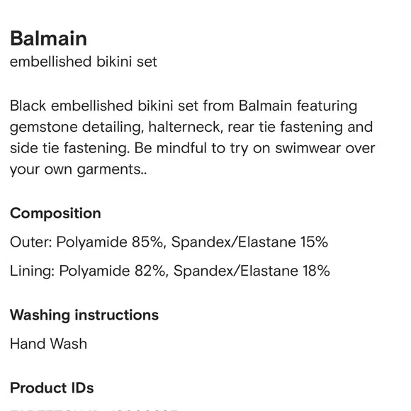 BALMAIN***Crystals on Black Velvet Bikini**F36 US 4 $846 - Picture 6 of 6